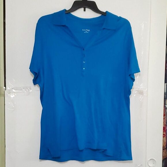 A Studio Works Women's Plus Sized Polo Shirt Blue Casual Activewear 2X - Picture 1 of 10